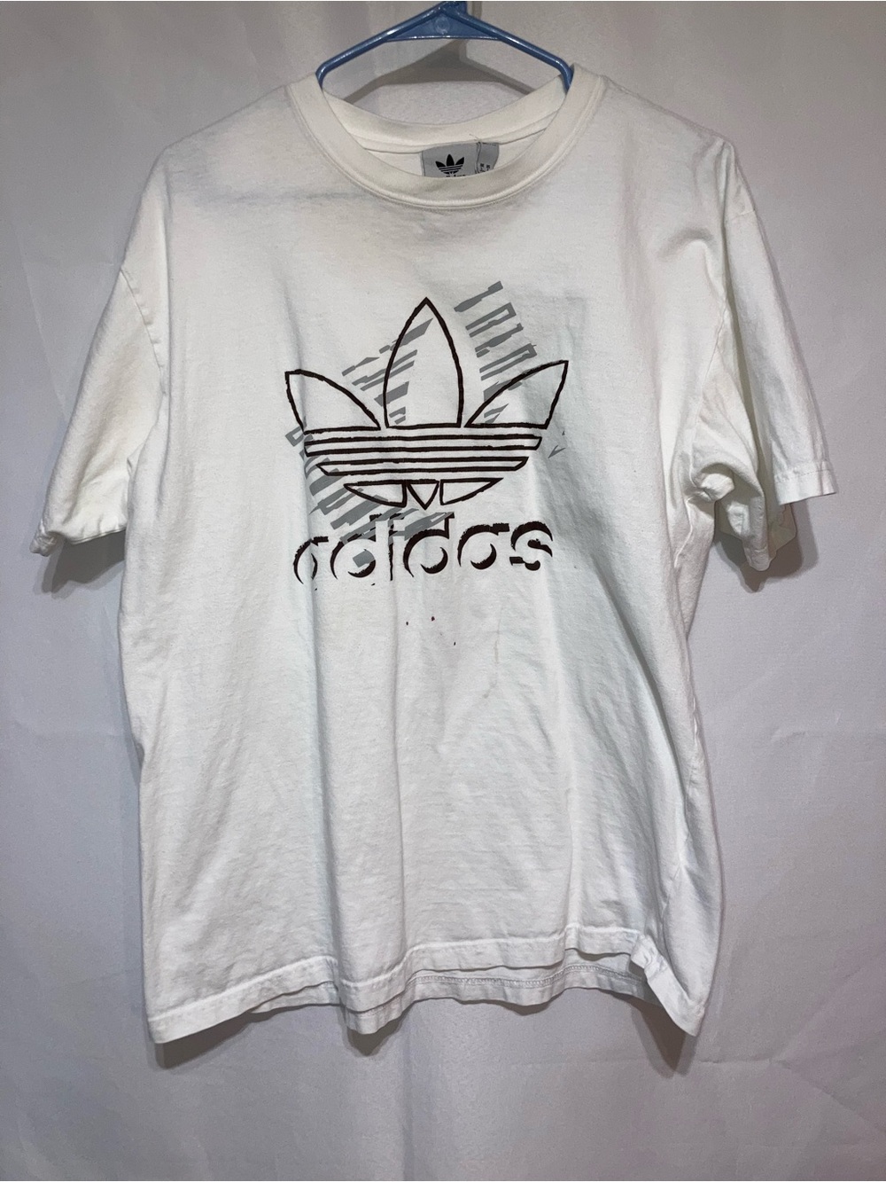 adidas White Short-Sleeve Trefoil Logo Tee